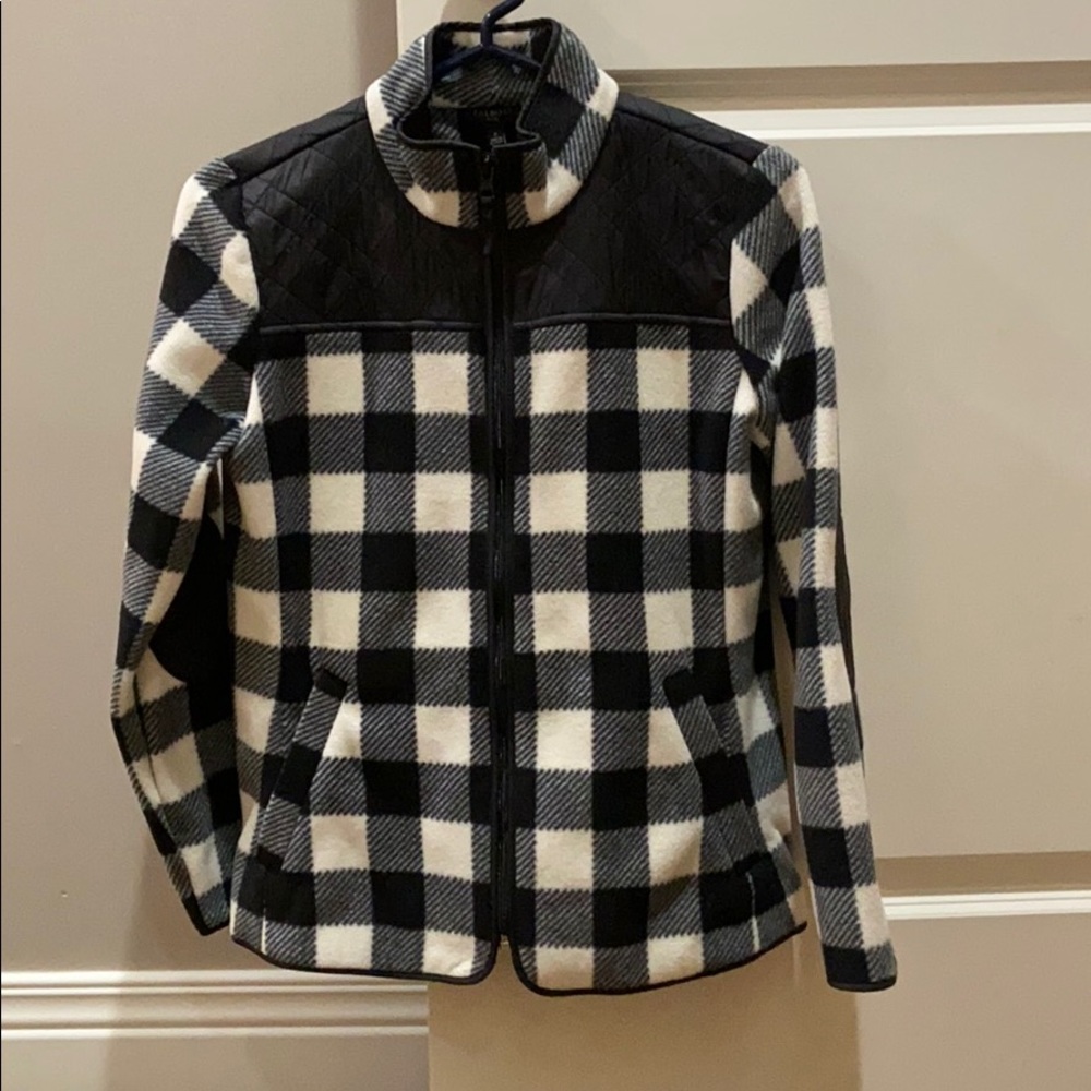 COPY - Talbots buffalo check fleece coat size s p…